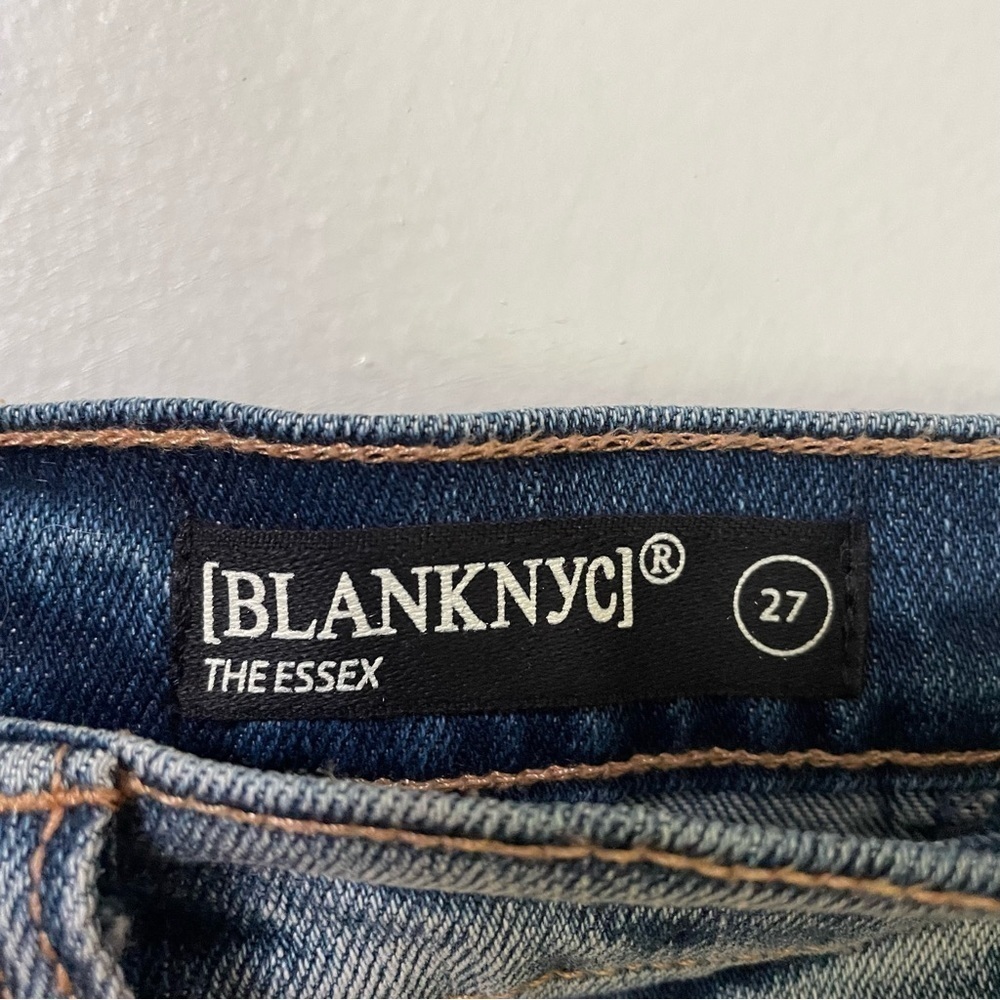 BlankNYC Essex Jean Shorts 27 NWT Midtown Madness Denim Paneled Patchwork Frayed - Picture 4 of 9